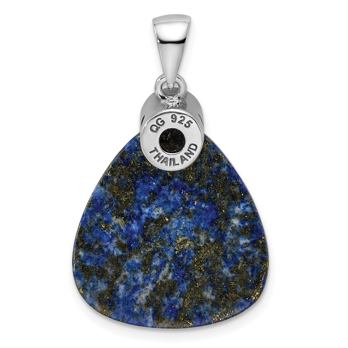 Sterling Silver Triangle Pendant with Lapis Lazuli and Cubic Zirconia Accent, Boho Style for Women