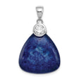 Sterling Silver Triangle Pendant with Lapis Lazuli and Cubic Zirconia Accent, Boho Style for Women