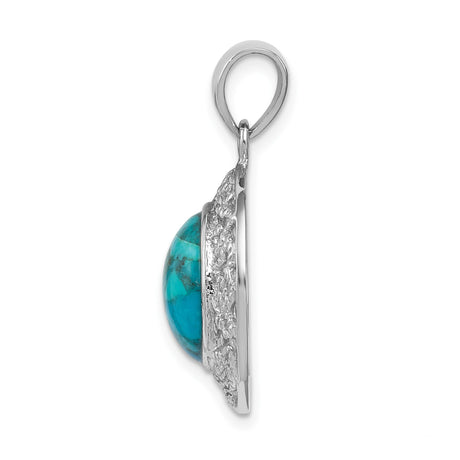 Sterling Silver Pendant with Turquoise, Round Filigree Boho Charm for Women