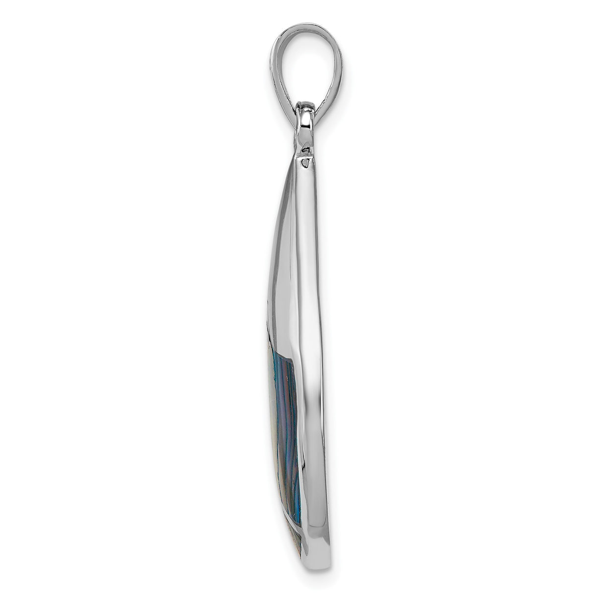Sterling Silver Teardrop Pendant with Abalone Inlay, Ocean Inspired Boho Style for Women