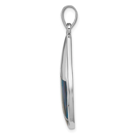 Sterling Silver Teardrop Pendant with Abalone Inlay, Ocean Inspired Boho Style for Women