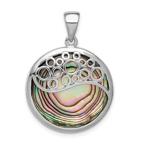 Sterling Silver Pendant with Abalone, Abstract Bubble Design, Ocean Tones, Boho Beach Style