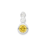 Sterling Silver Pendant with Yellow Cubic Zirconia and Clear Stone Accents for Women