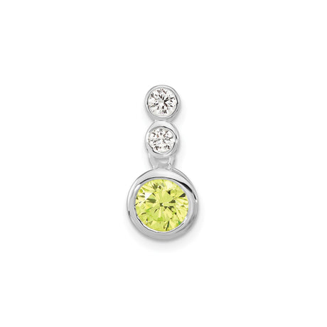 Sterling Silver Vertical Pendant with Cubic Zirconia, Bezel Set Minimalist Design for Women