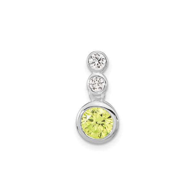 Sterling Silver Vertical Pendant with Cubic Zirconia, Bezel Set Minimalist Design for Women