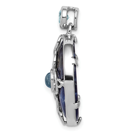 Sterling Silver Celtic Knot Pendant with Sky Blue Topaz and Sodalite Accent