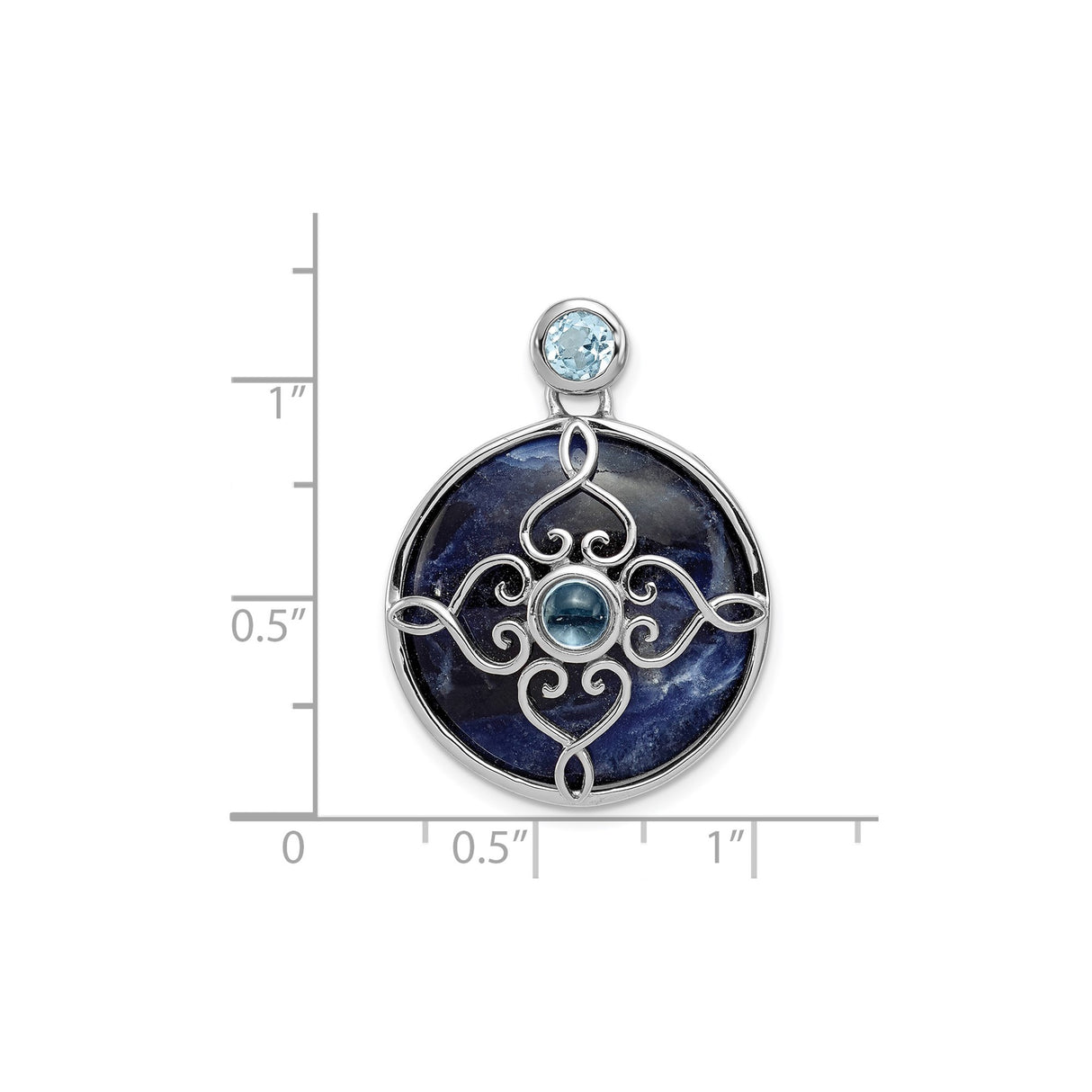 Sterling Silver Celtic Knot Pendant with Sky Blue Topaz and Sodalite Accent