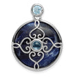 Sterling Silver Celtic Knot Pendant with Sky Blue Topaz and Sodalite Accent