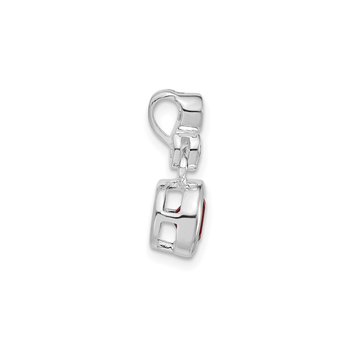 Sterling Silver Pendant with Red Gemstone and Cubic Zirconia, July Birthstone, Minimalist Heart Design