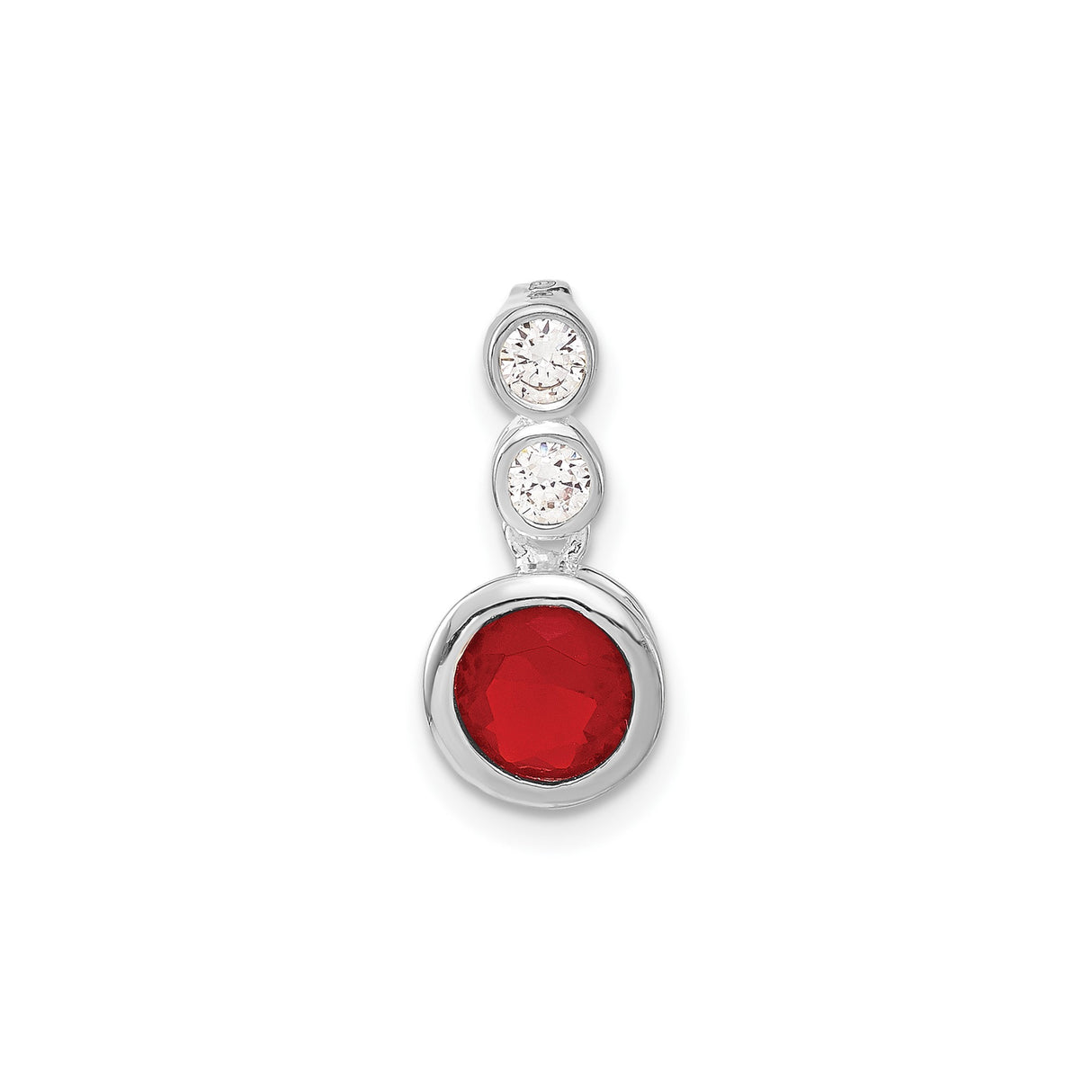 Sterling Silver Pendant with Red Gemstone and Cubic Zirconia, July Birthstone, Minimalist Heart Design