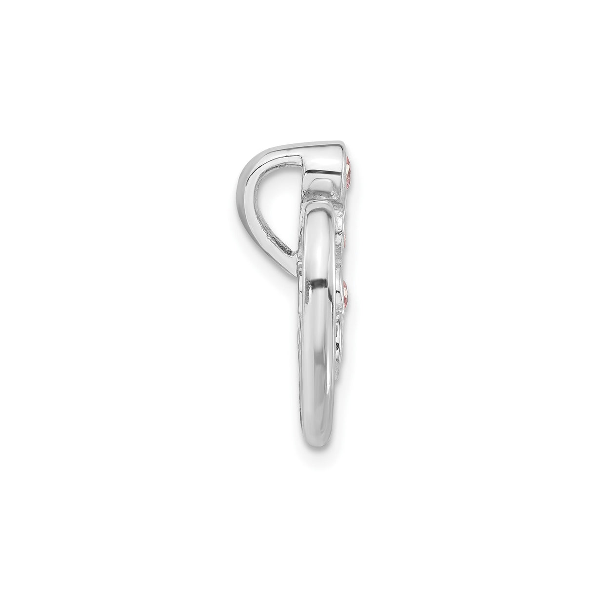 Sterling Silver Heart Pendant with Cubic Zirconia, Pink Crystal Birthstone, Mother Symbol Jewelry