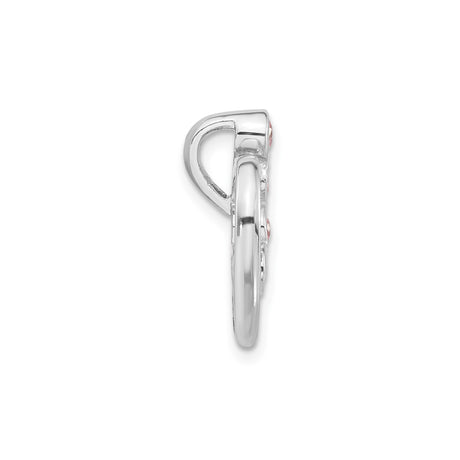 Sterling Silver Heart Pendant with Cubic Zirconia, Pink Crystal Birthstone, Mother Symbol Jewelry
