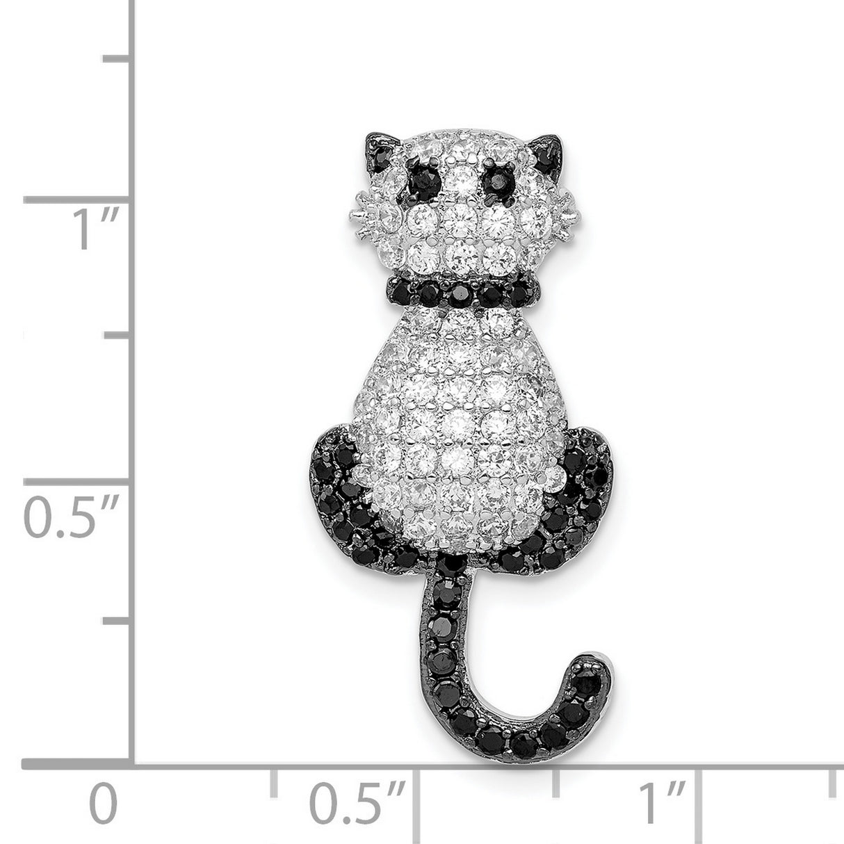 CZ Cat Slide Charm Pendant in Real 925 Sterling Silver