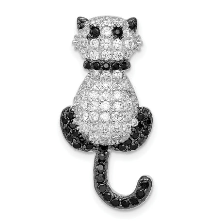 CZ Cat Slide Charm Pendant in Real 925 Sterling Silver