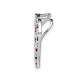 Sterling Silver Heart Pendant with Cubic Zirconia and Garnet , Romantic Jewelry for Women
