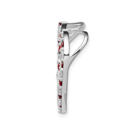 Sterling Silver Heart Pendant with Cubic Zirconia and Garnet , Romantic Jewelry for Women