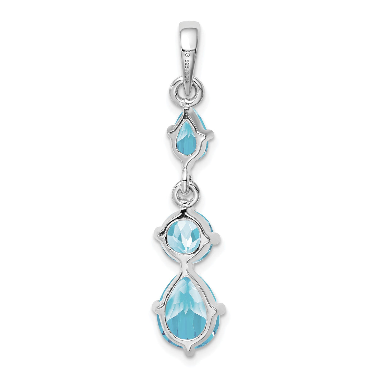 Sterling Silver Pendant with Pear Cut and Round Swiss Blue Topaz, Minimalist Design for Women