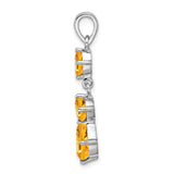 Sterling Silver Pendant with Pear and Round Citrine, Vertical Dangle November Birthstone Jewelry