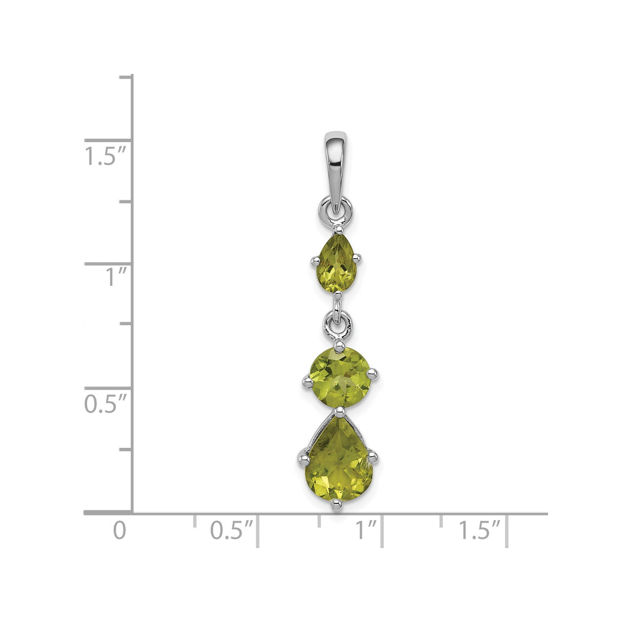 Sterling Silver Pendant with Teardrop and Round Peridot Gemstones, August Birthstone Style