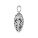 Sterling Silver Heart Pendant with Garnet, Intricate Filigree and Floral Design for Women