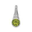 Sterling Silver Peridot Pendant with Cubic Zirconia Accents, Floral Motif August Birthstone Jewelry