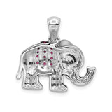 Sterling Silver Elephant Pendant with Rhodolite Garnet, Spiritual Animal Jewelry for Women