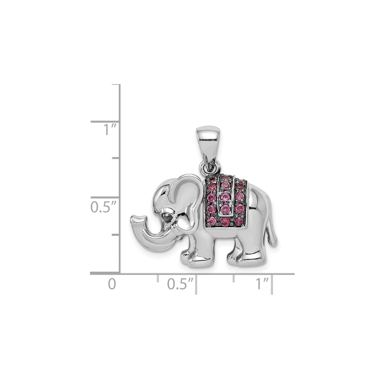 Sterling Silver Elephant Pendant with Rhodolite Garnet, Spiritual Animal Jewelry for Women