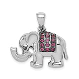 Sterling Silver Elephant Pendant with Rhodolite Garnet, Spiritual Animal Jewelry for Women