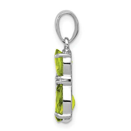 Peridot and Diamond Cat Charm Pendant in Real 925 Sterling Silver