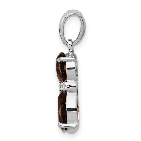 Smoky Quartz and Diamond Charm Pendant in Real 925 Sterling Silver