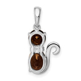 Smoky Quartz and Diamond Charm Pendant in Real 925 Sterling Silver