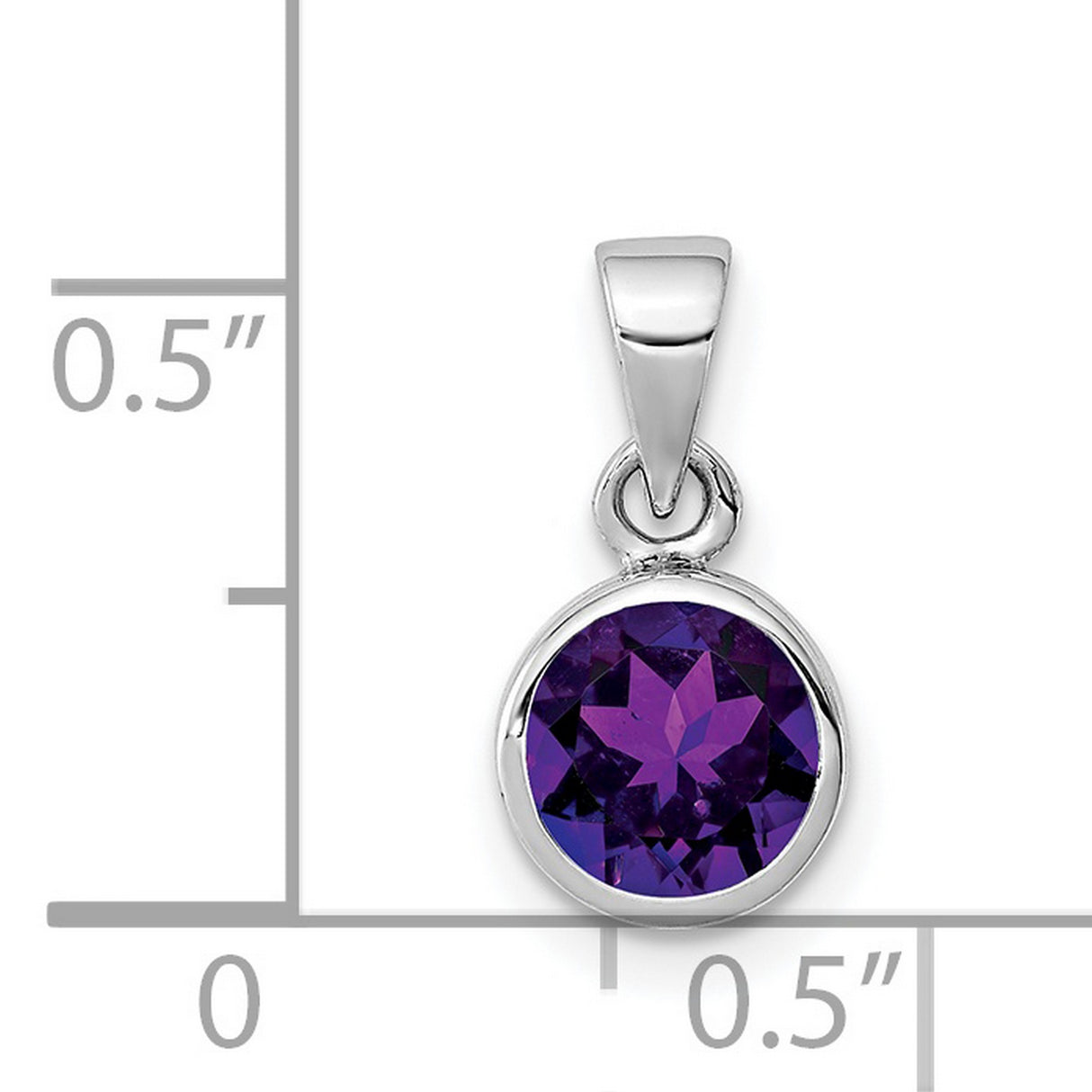 Sterling Silver Pendant with Amethyst Round Gemstone, Minimalist February Birthstone Design