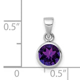 Sterling Silver Pendant with Amethyst Round Gemstone, Minimalist February Birthstone Design