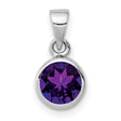Sterling Silver Pendant with Amethyst Round Gemstone, Minimalist February Birthstone Design
