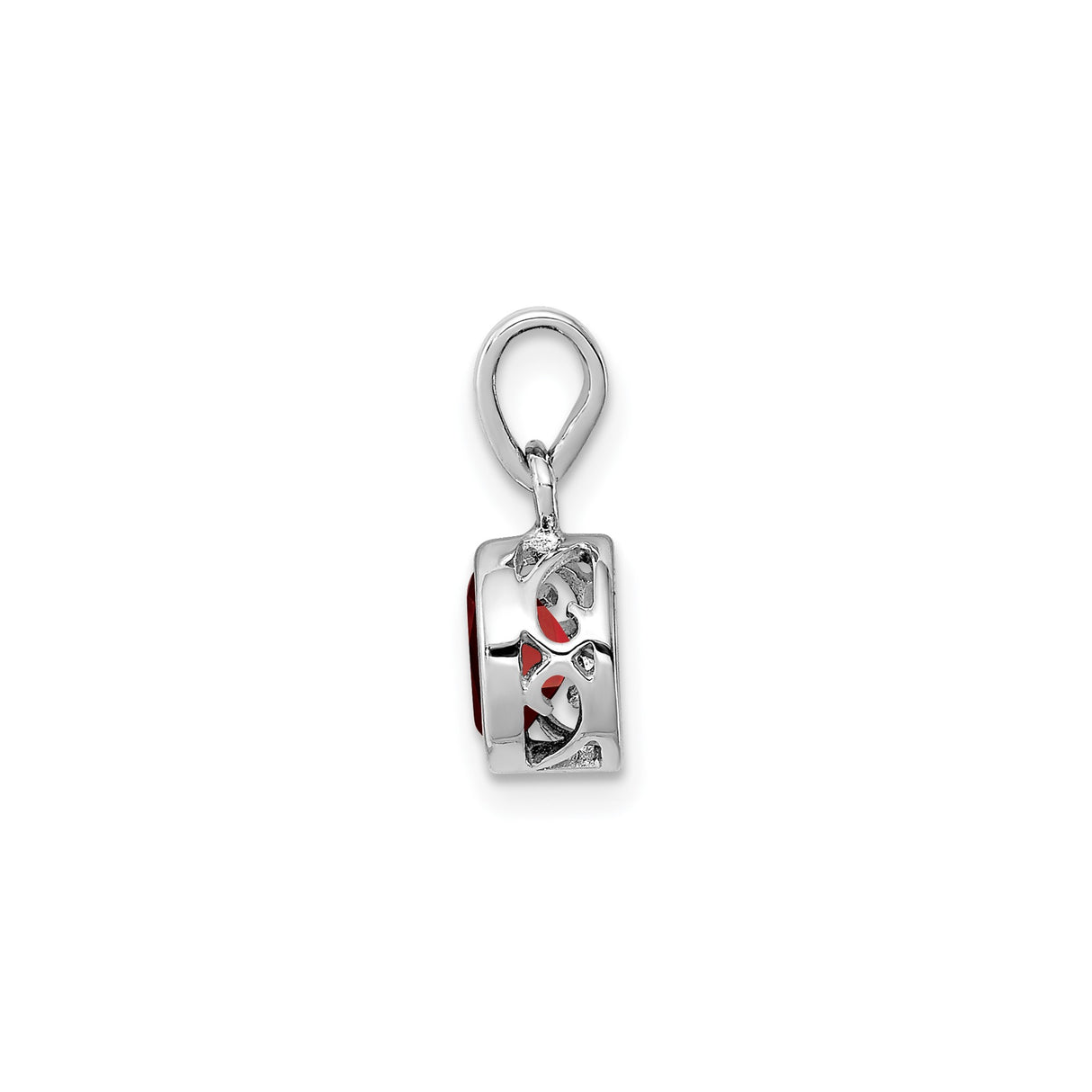 Sterling Silver Garnet Pendant with Bezel Setting, Minimalist January Birthstone Jewelry for Women