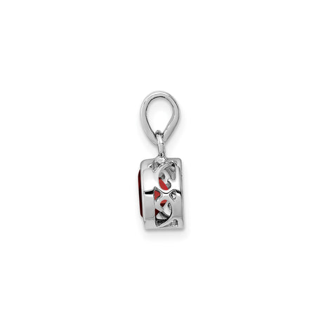 Sterling Silver Garnet Pendant with Bezel Setting, Minimalist January Birthstone Jewelry for Women