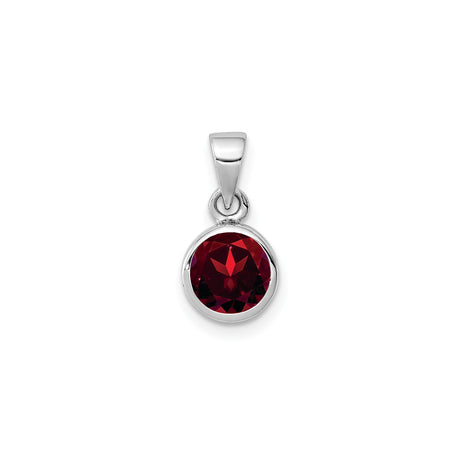 Sterling Silver Garnet Pendant with Bezel Setting, Minimalist January Birthstone Jewelry for Women