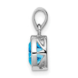 Polished Blue Topaz Oval Charm Pendant in Real 925 Sterling Silver