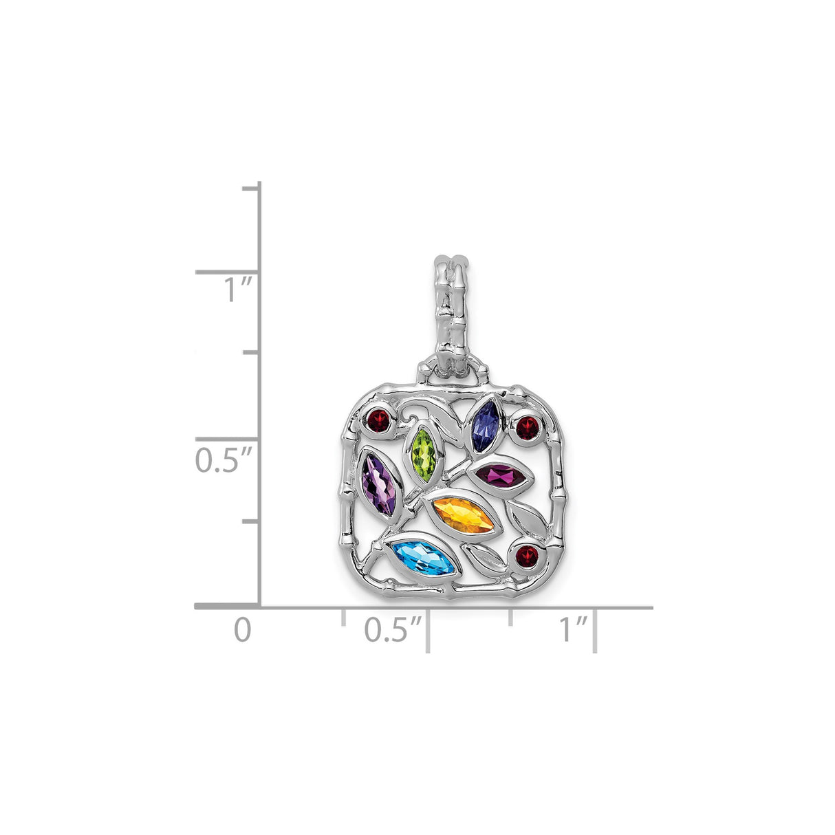 Sterling Silver Tree of Life Pendant with Swiss Blue Topaz and Amethyst Gemstones