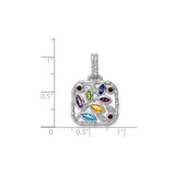 Sterling Silver Tree of Life Pendant with Swiss Blue Topaz and Amethyst Gemstones
