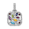 Sterling Silver Tree of Life Pendant with Swiss Blue Topaz and Amethyst Gemstones