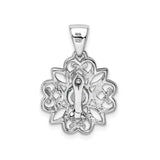 Sterling Silver Pendant with Swiss Blue Topaz, Mandala Floral Design, Celtic Knotwork