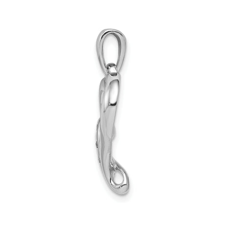 Sterling Silver Heart Pendant with Cubic Zirconia Accents, Double Open Heart Design for Women