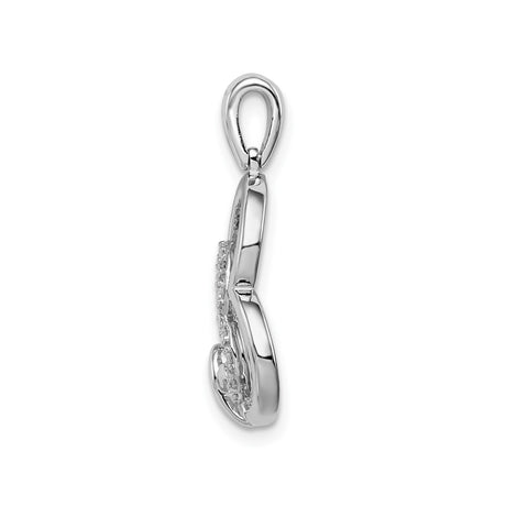 Sterling Silver Heart Pendant with Diamond Accent, Interlocking Hearts Design for Women