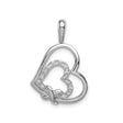 Sterling Silver Heart Pendant with Diamond Accent, Interlocking Hearts Design for Women