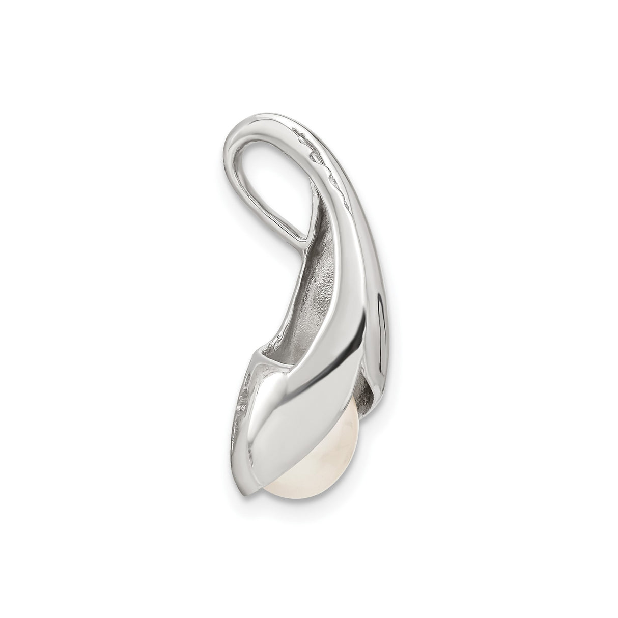 Sterling Silver Teardrop Pendant with Cultured Pearl and Cubic Zirconia Accents