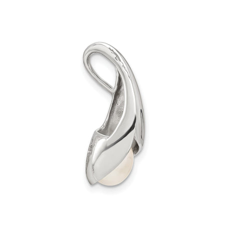Sterling Silver Teardrop Pendant with Cultured Pearl and Cubic Zirconia Accents