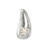 Sterling Silver Teardrop Pendant with Cultured Pearl and Cubic Zirconia Accents