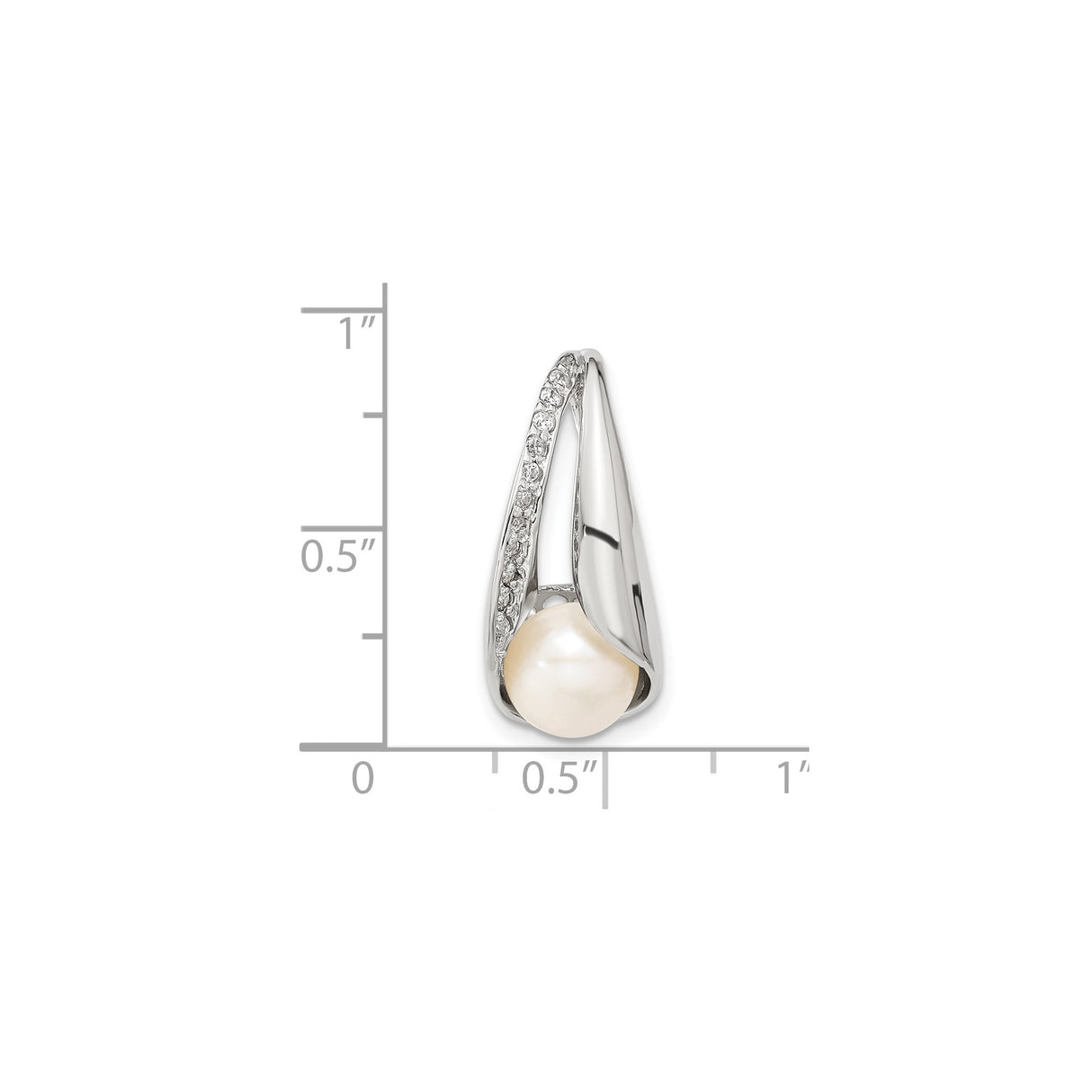 Sterling Silver Teardrop Pendant with Cultured Pearl and Cubic Zirconia Accents
