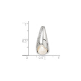 Sterling Silver Teardrop Pendant with Cultured Pearl and Cubic Zirconia Accents